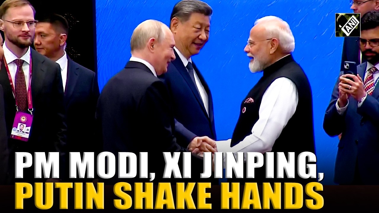 PM Modi, Chinese Premier Xi, Russian Prez Putin shake hands as they meet at Kyrgyz SCO summit