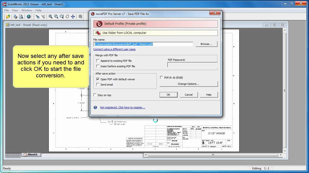 Using novaPDF with SolidWorks Viewer to convert slddwr, sldprt and sldasm to PDF