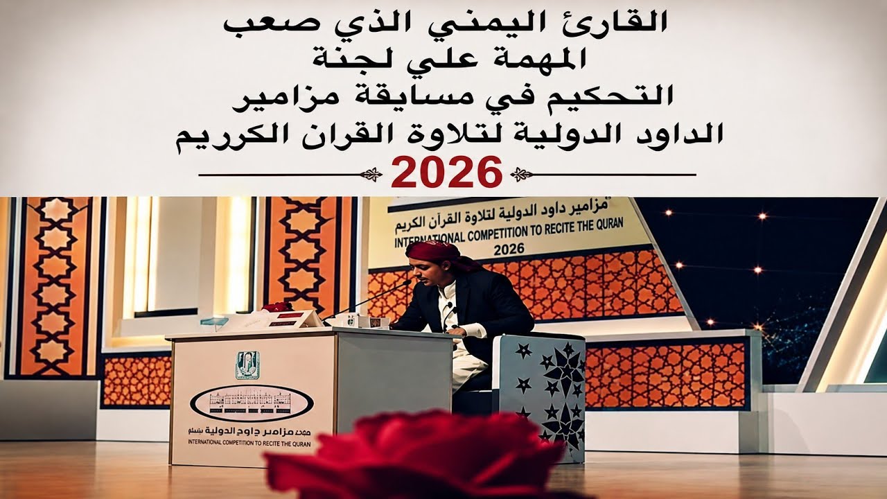 القارئ اليمني الذي صعب المهمة على لجنة التحكيم. في مسابقة مزامير داوود الدولية لتلاوة القرآن الكريم.