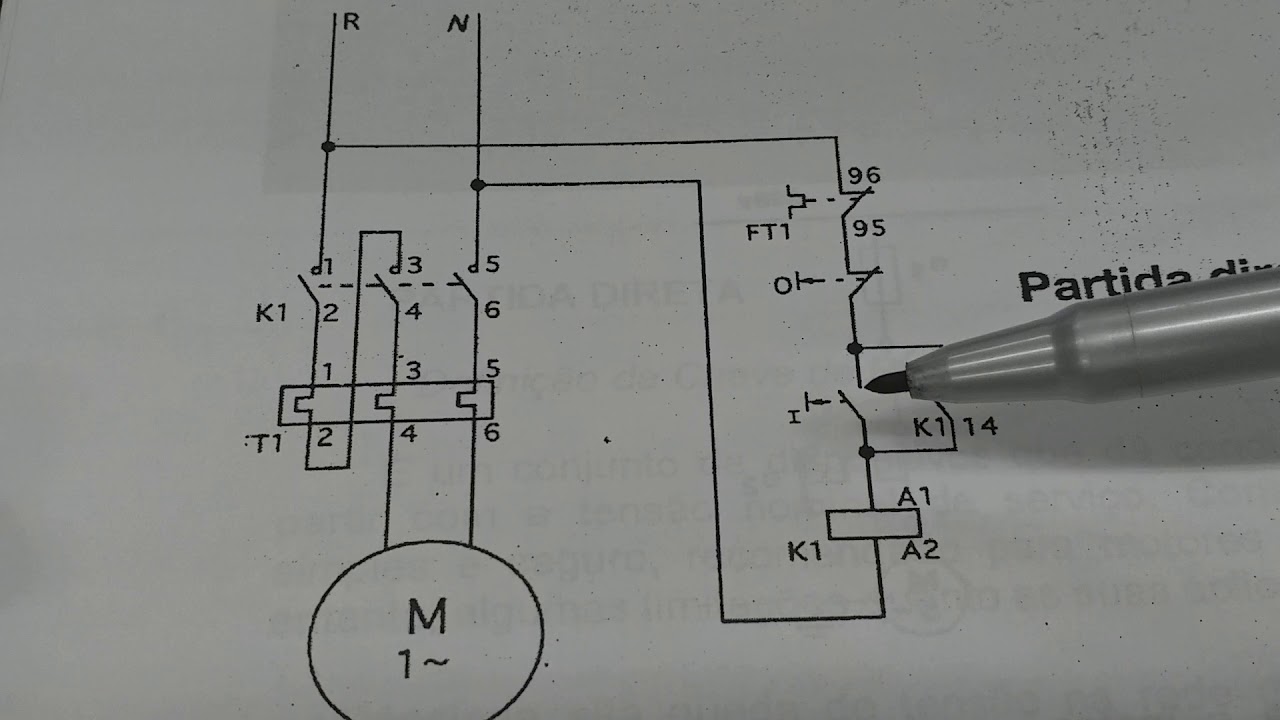 Compreendendo o diagrama do circuito de força e comando de uma Partida Direta para motor monofásico