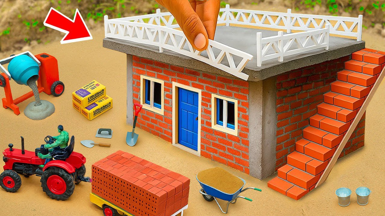 EARTHQUAKE COLLAPSES HOUSE - DIY Mini House Building Science Project with Bricks and Cement