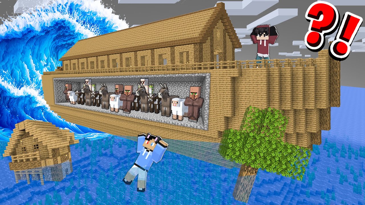 We Built Noah's MASSIVE Ark To SURVIVE A TSUNAMI in Minecraft! (tagalog)