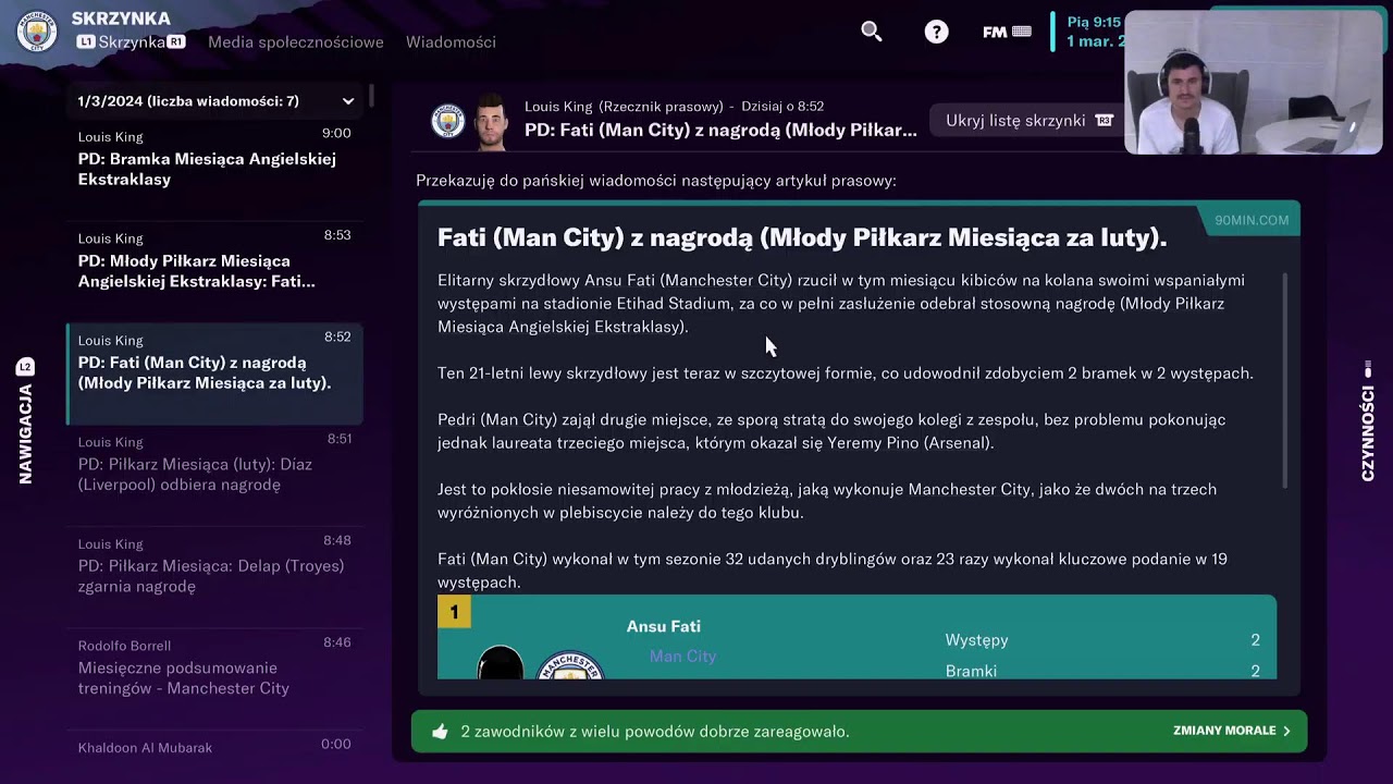 Niełatwa sytuacja przed rewanżem w 1/8 Champions League | Football Manager 2023 Console PS5 #21