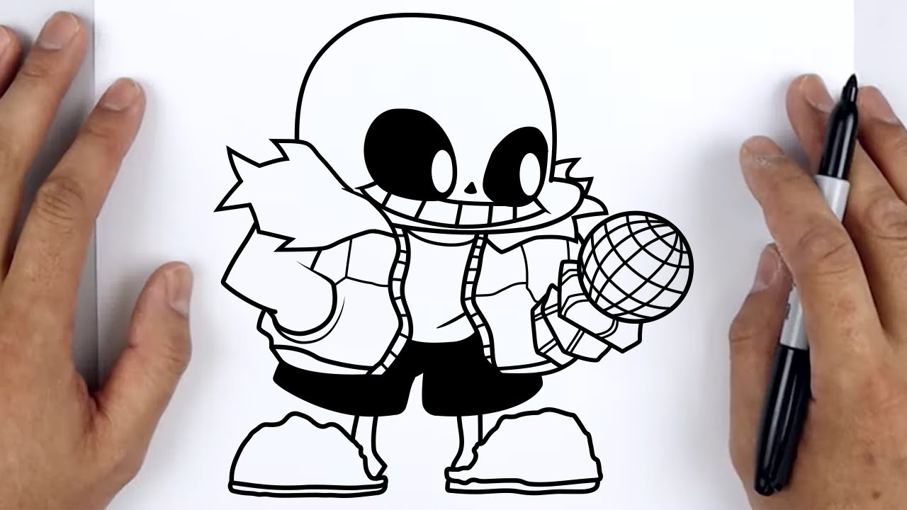 HOW TO DRAW SANS (Indie Cross) | Friday Night Funkin (FNF) - Easy Step By Step Tutorial