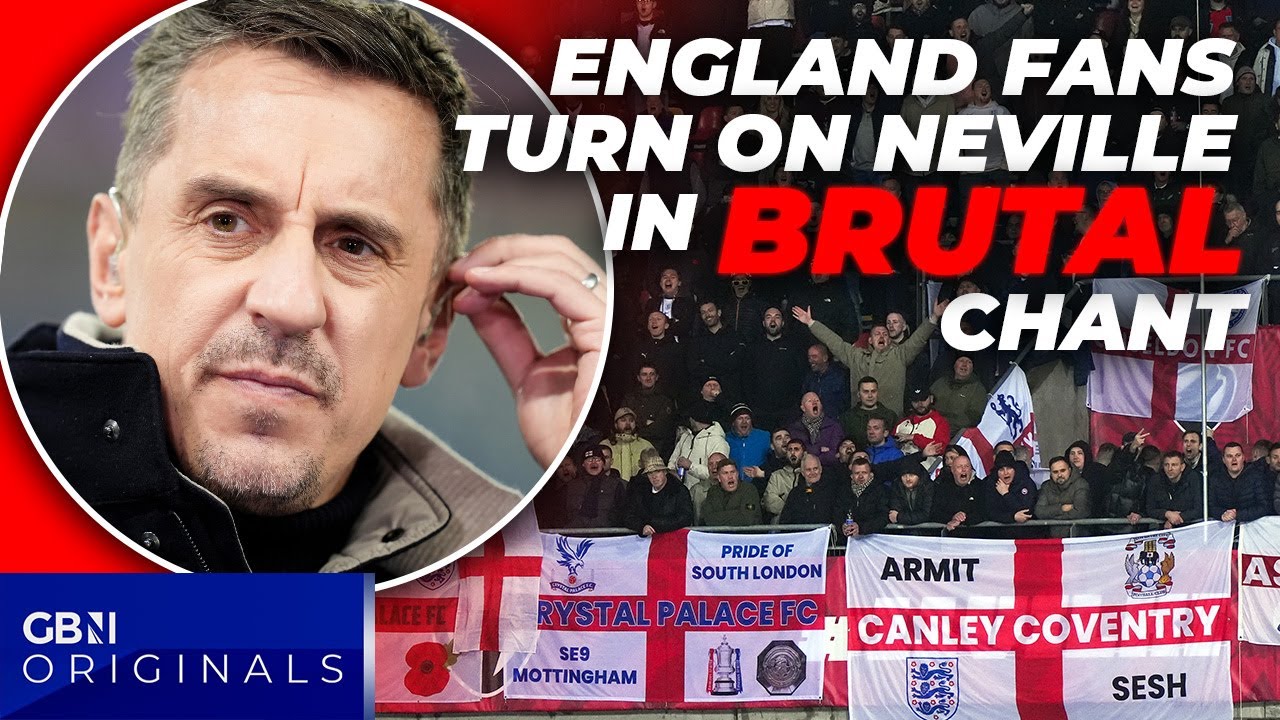 England fans BLAST Gary Neville with brutal chant at Latvia match amid Union Flag row