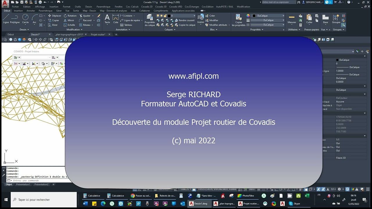 Découverte du module Projet routier de Covadis