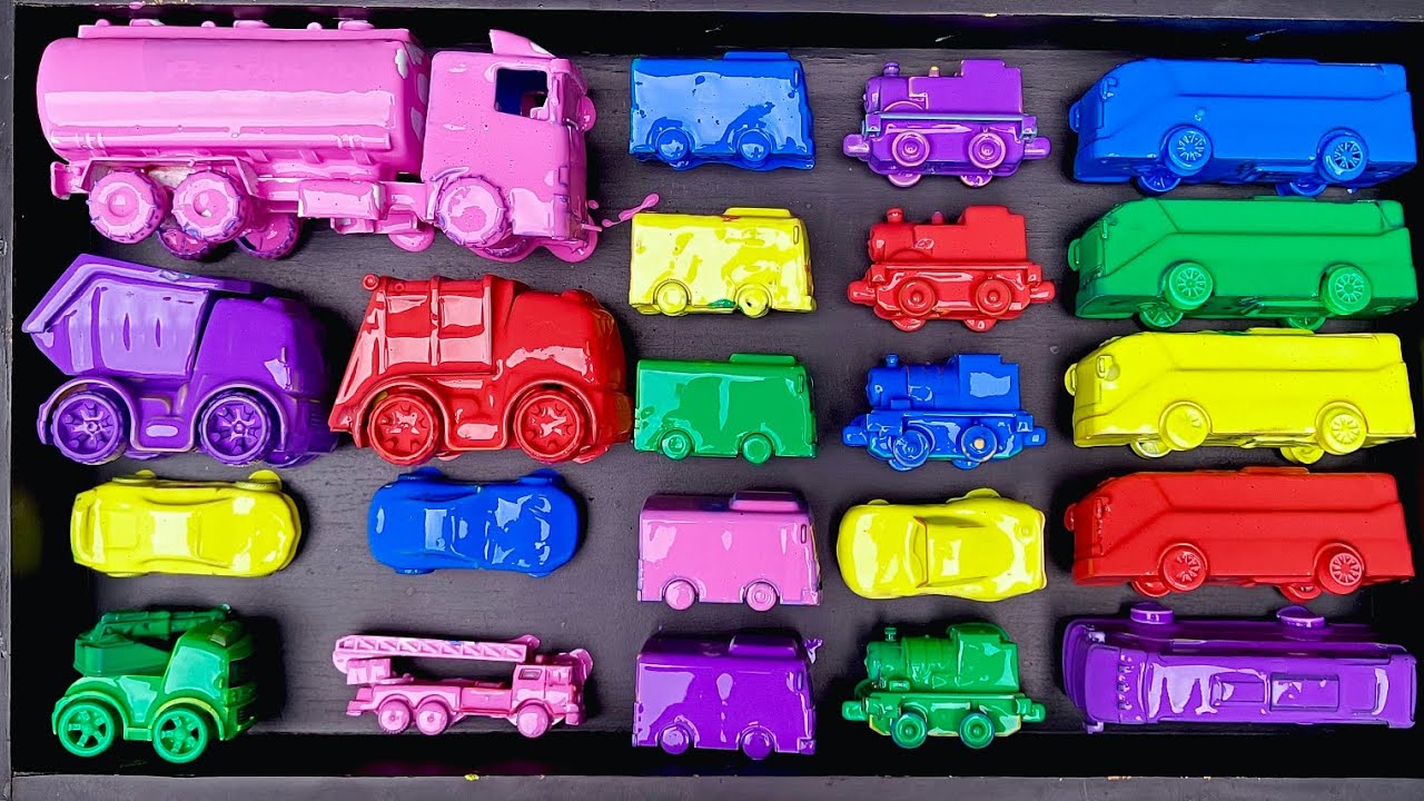 Membersihkan Mainan Mobil Mobilan, Bus, Truck, Tayo, Kereta Api, Pemadam Kebakaran, Truk Derek, Toys
