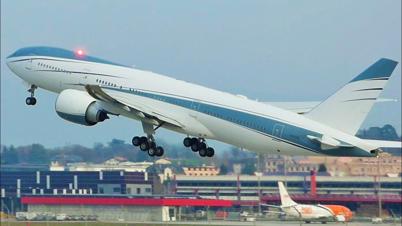 [FullHD] Aviation Link Boeing 777-200(LR) landing & takeoff at Geneva/GVA/LSGG