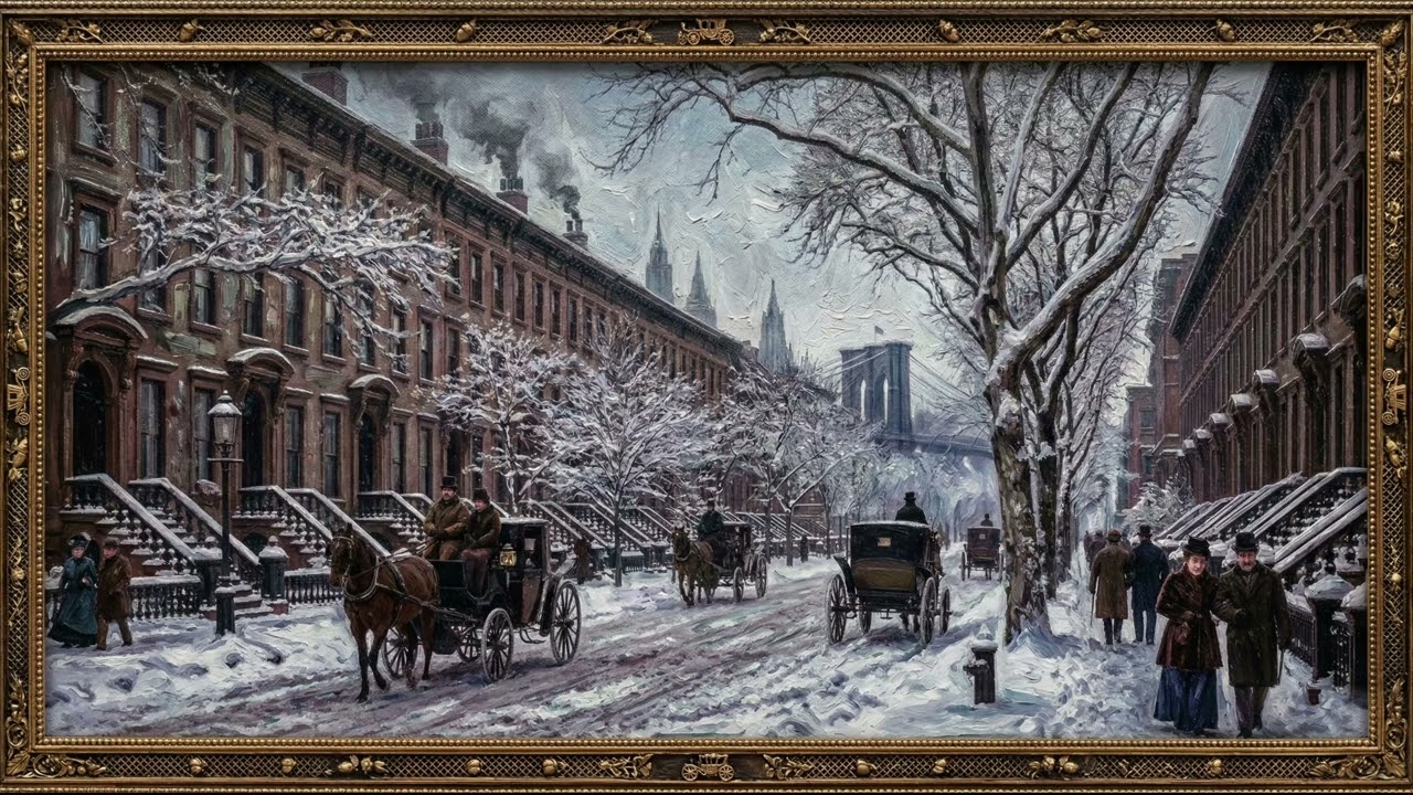 ❄️ Brooklyn Snow ❄️ Historic 1800s Brooklyn NY Snowfall | 6 Hour Silent Winter Cityscape Painting ❄️