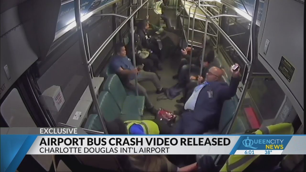 Video shows frightening moments of crash involving 2 buses at Charlotte airport