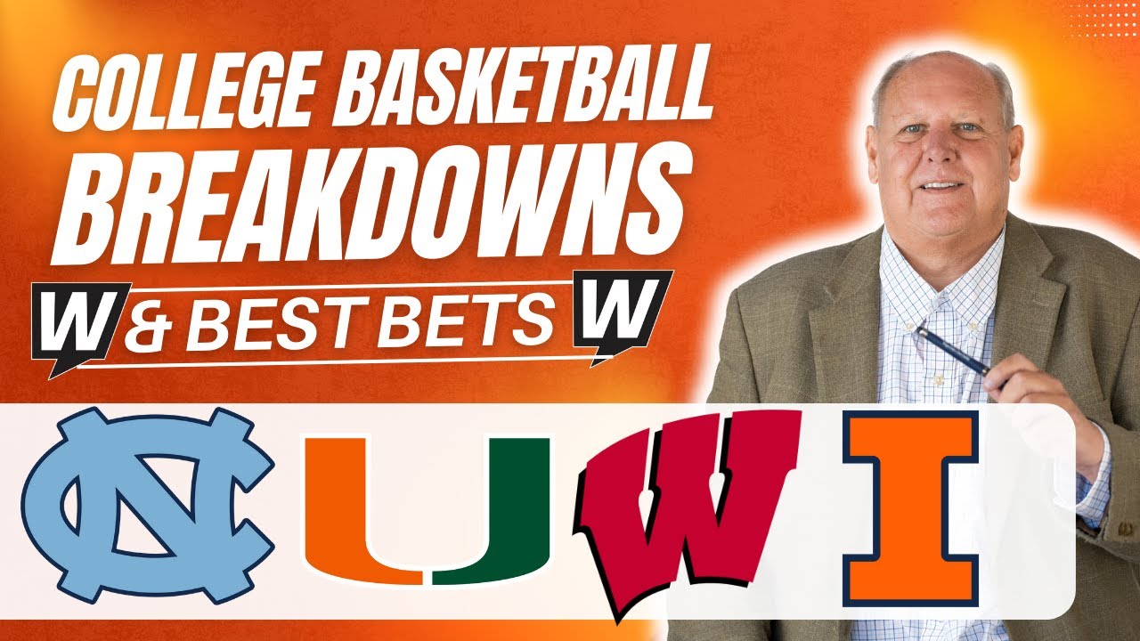 BEST Tuesday College Basketball Picks! | North Carolina vs Miami & Wisconsin vs Illinois