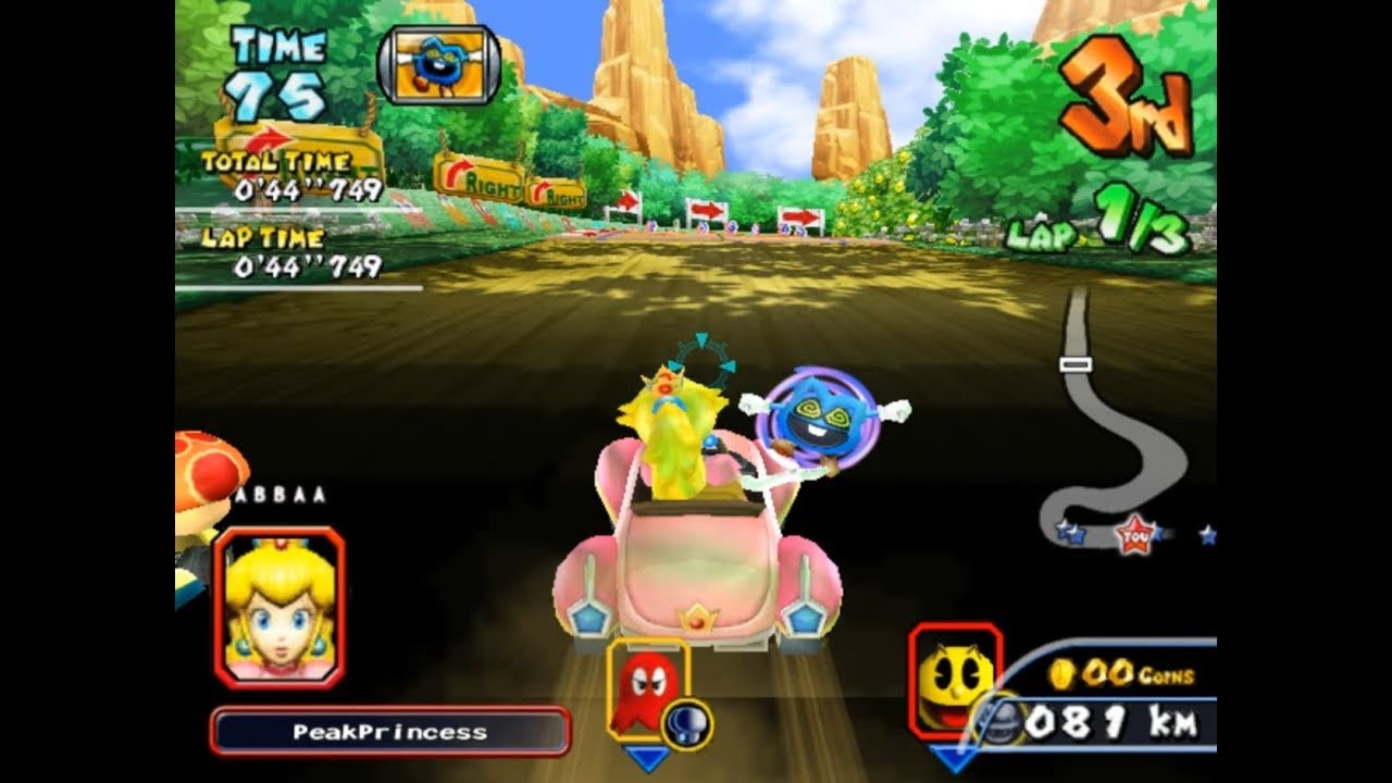 Mario Kart GP 2 (ARCADE) Peach On Pacman Courses Reversed