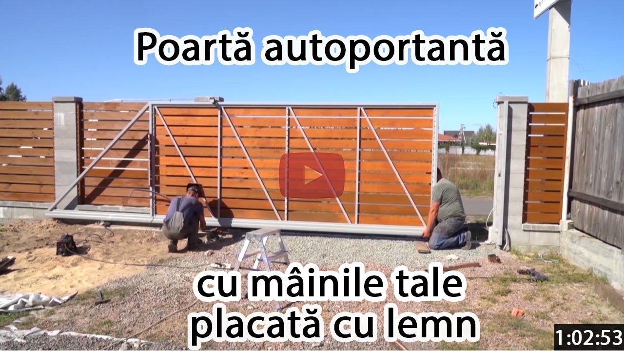 Ieftin! Poartă autoportantă în consolă cu mâinile tale placată cu lemn (scandura)
