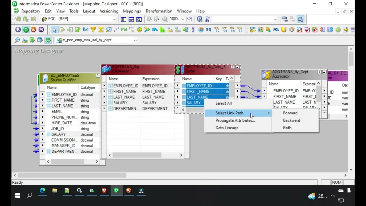 How to find Employee with max(salary) in each department via Informatica PowerCenter