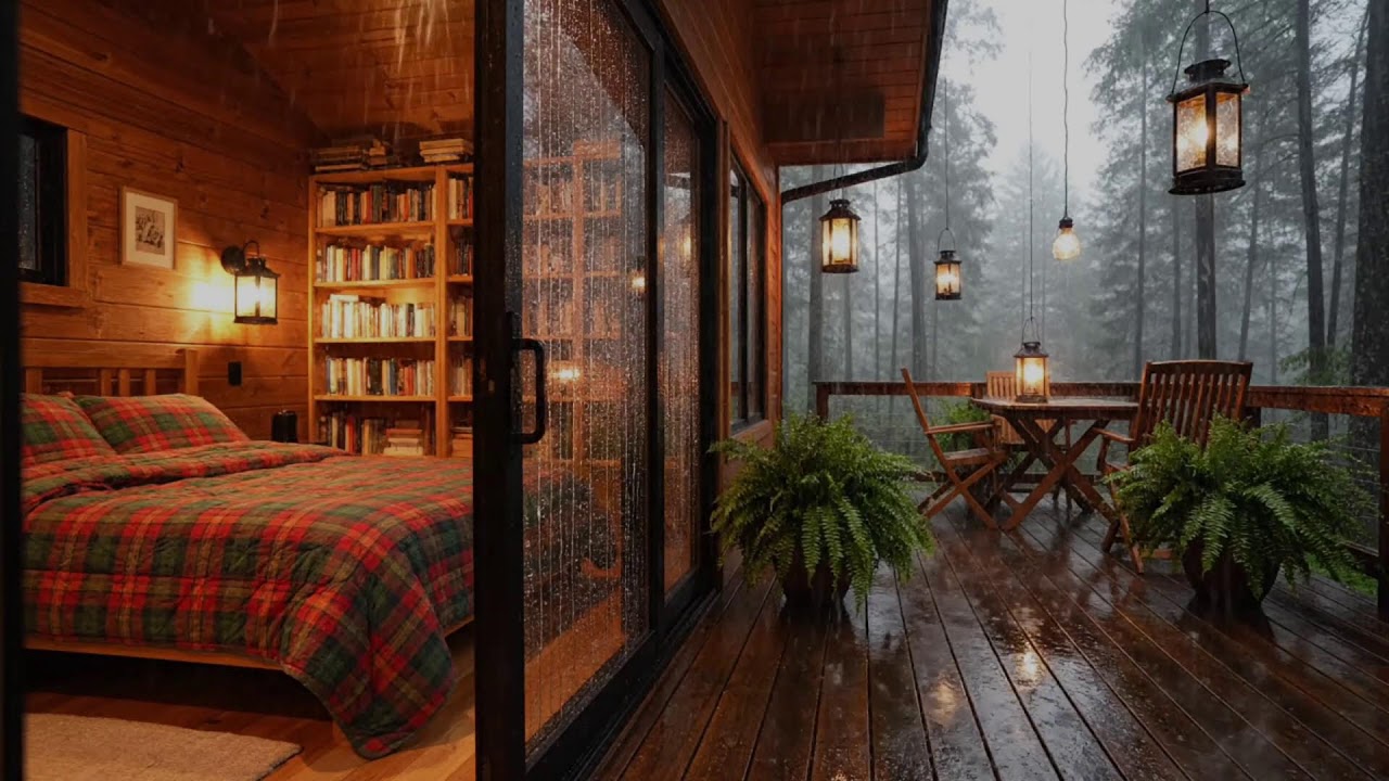 Night Rain in a Cozy Forest Cabin | Soothing Sleep Atmosphere with Deep Rain Sounds