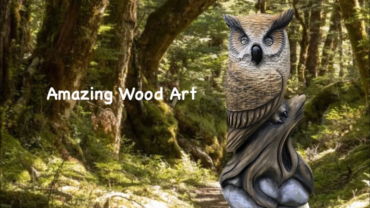 AMAZING CHAINSAW OWL wood carving