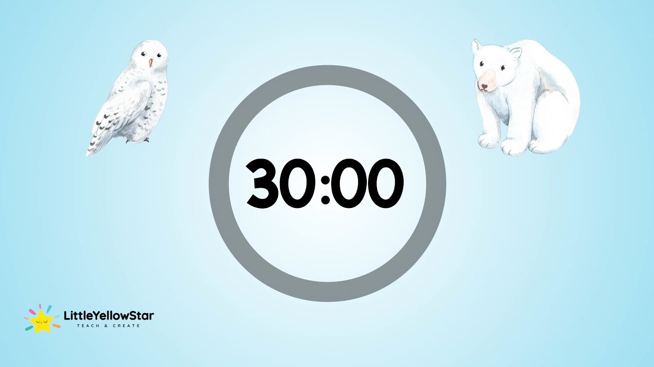 Winter Arctic Animals &ndash; 30 Minutes Countdown Timer With Calm Instrumental Music | Classroom Timer