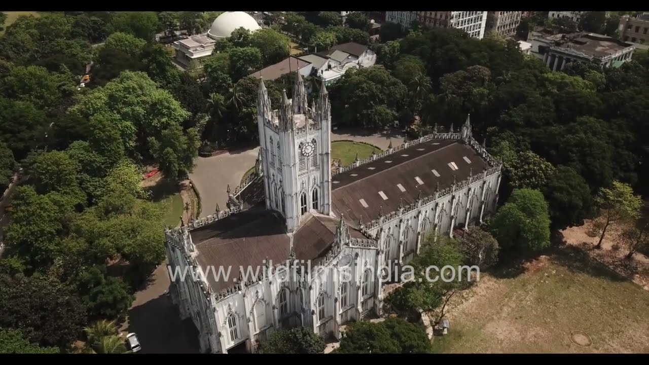 St. Paul Cathedral in Kolkata aerial view: Anglican cathedral 1st Episcopal Church of eastern world