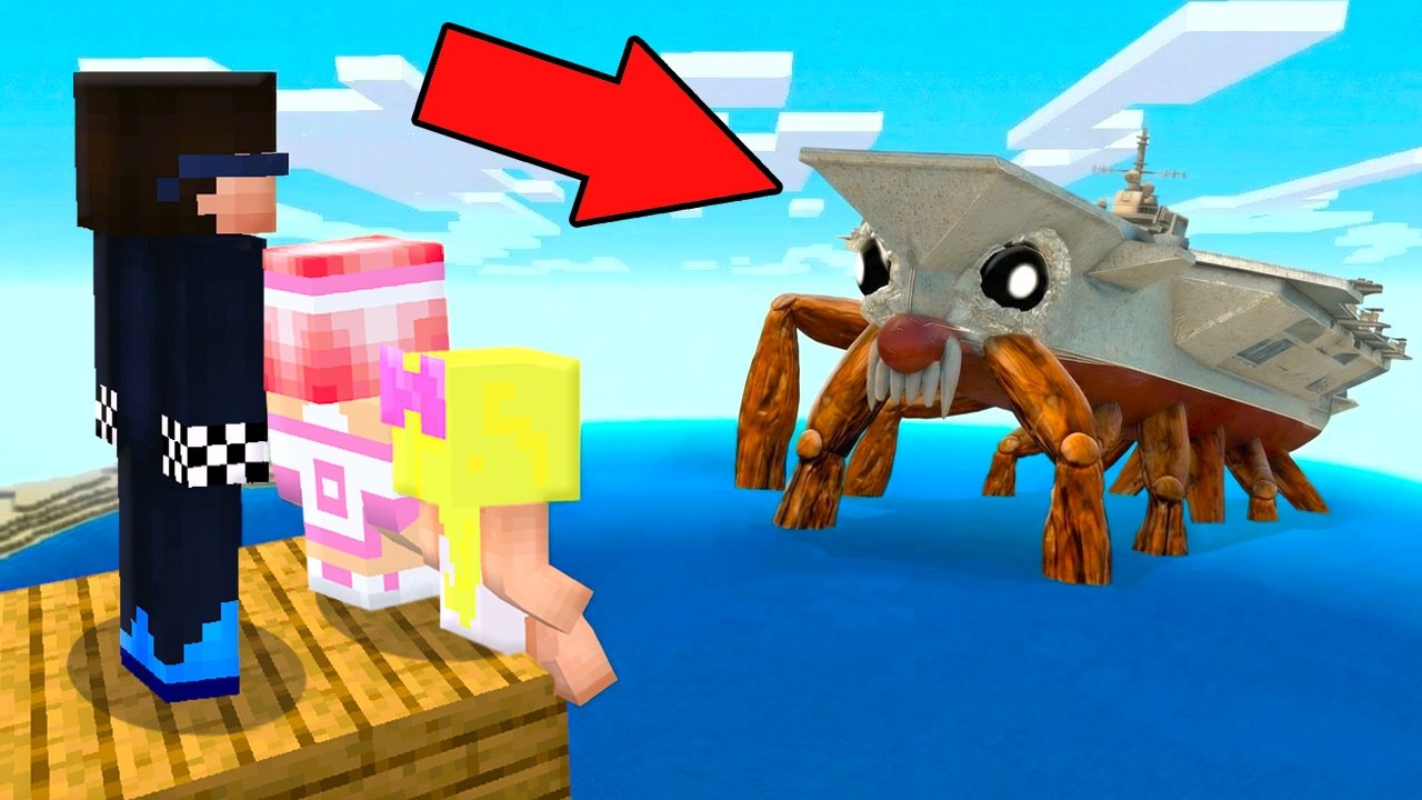 🚢КРАБТАНИК АВИАНОСЕЦ ПРИПЛЫЛ В НАШУ ДЕРЕВНЮ В МАЙНКРАФТ! ШЕДИ МЕН CRABCRAFTCARRIER MINECRAFT