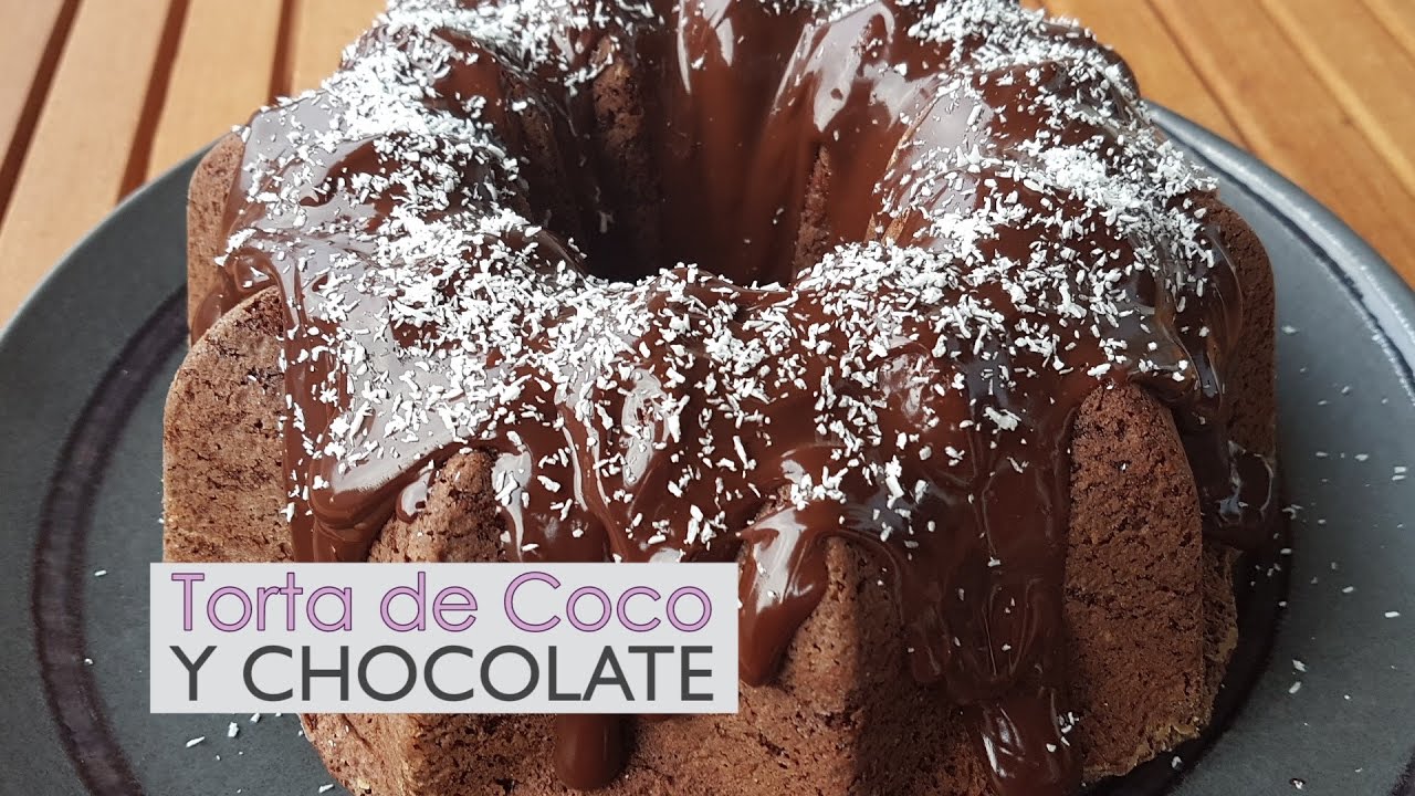 Torta o pastel de chocolate y coco - casera - facil y deliciosa