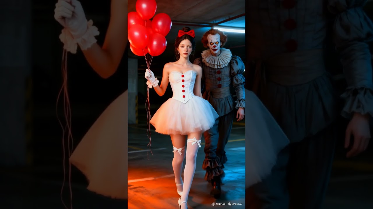 “AI Horror Story 😱 | Beautiful Girl and Scary Clown | AI Generated Short Video”