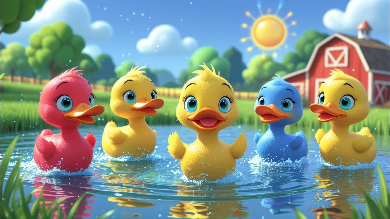 5 Little Ducks Pond Adventure 🦆| Kids Colourful Animation Video Song | Fun Folk Tales | Toddlers 🌈🎊