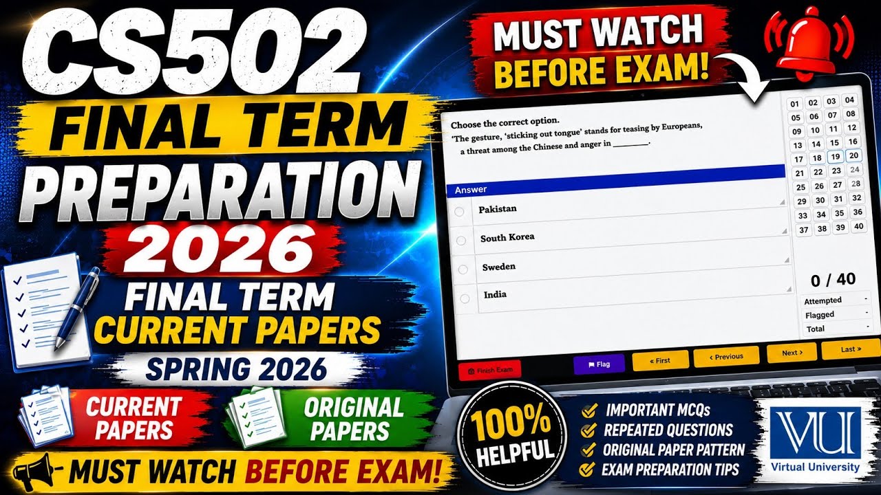CS502 Final Term Preparation 2026 | CS502 Final Term Current Papers Spring 2026