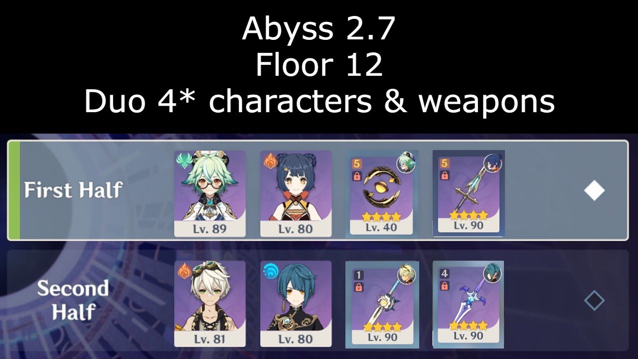 Genshin Impact Abyss 2.7 | F2P Floor 12 Duo 4* characters and weapons
