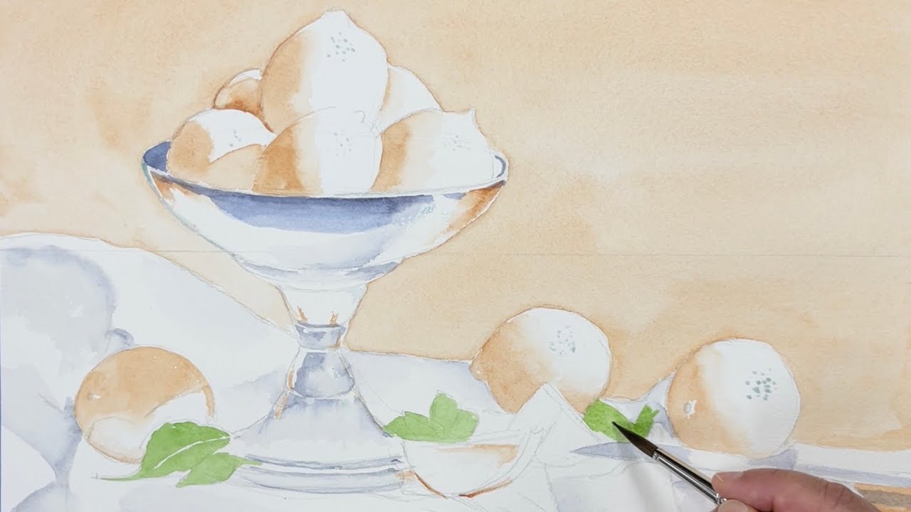 Painting Lemons and Metal in Watercolor - Part 1 of 3 - The Underpainting