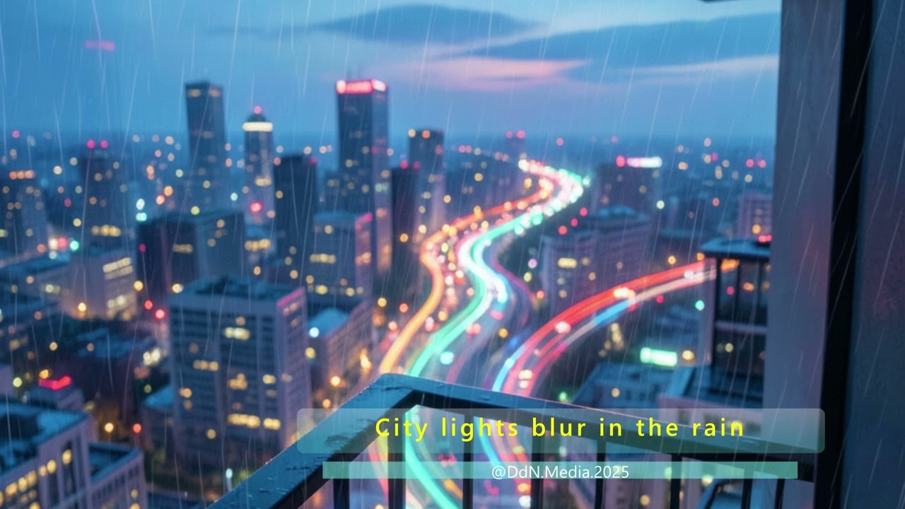 City Ligts blur in the rain