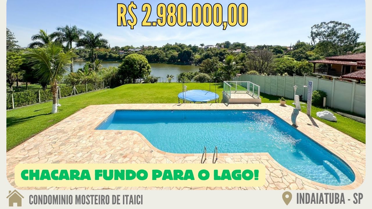 [VENDIDA!] Chácara a venda no condomínio Mosteiro de Itaici (Indaiatuba-SP) | Fundo para o Lago 🇧🇷