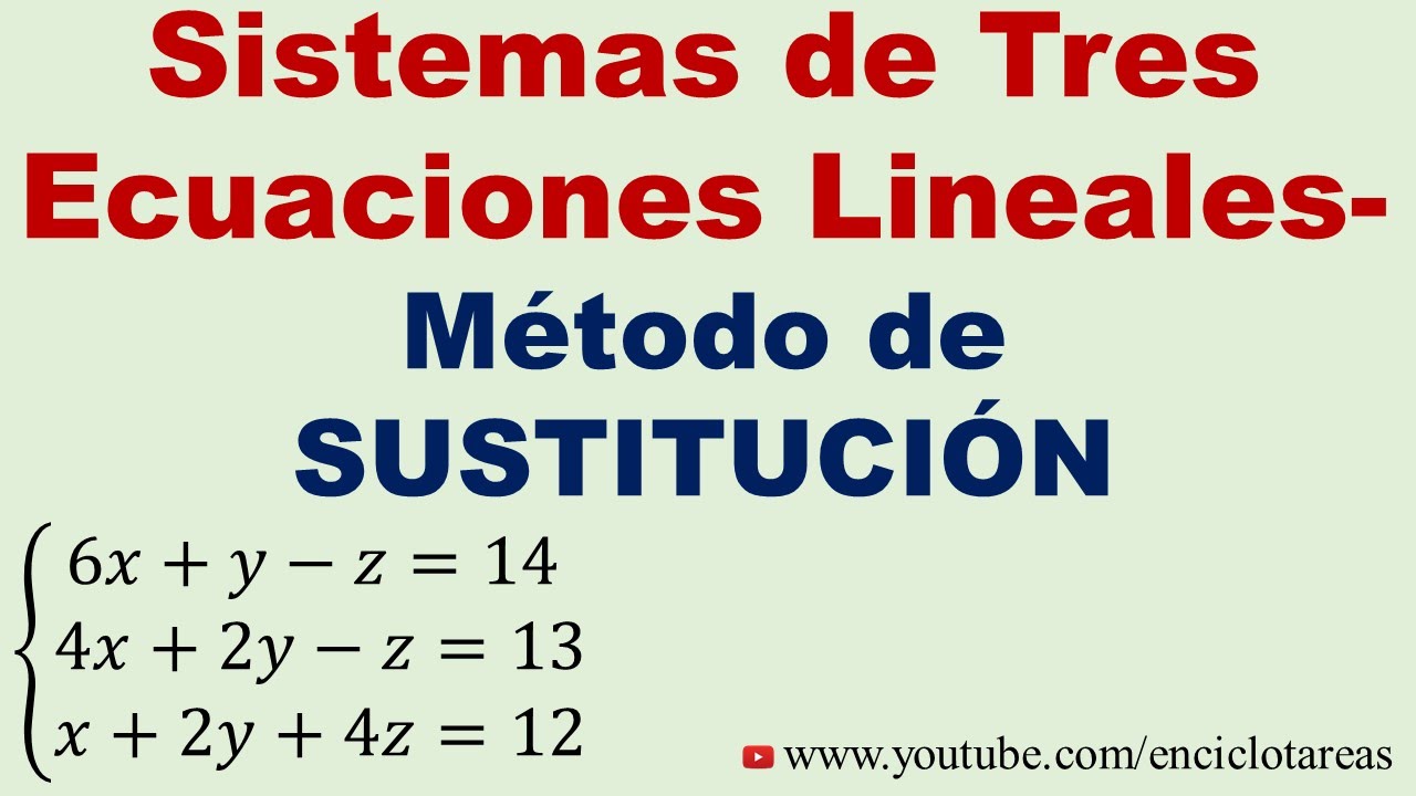 Sistema de tres Ecuaciones Lineales con tres incógnitas - MÉTODO DE SUSTITUCIÓN