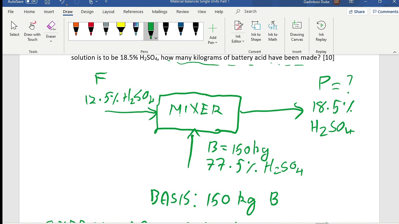 Material Balances Single Units Part 1   Mixing