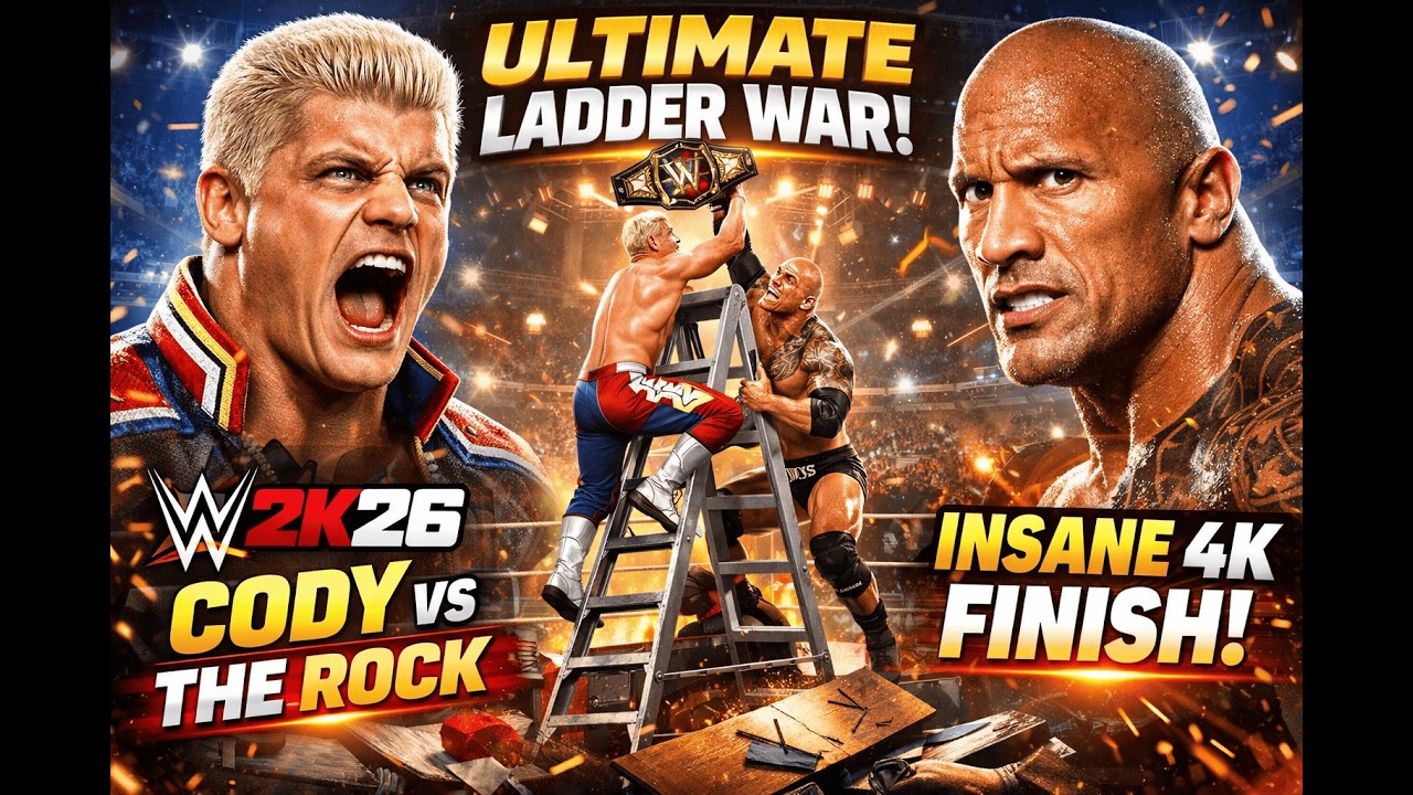 WWE 2K25 🔥 Cody Rhodes vs The Rock – EPIC LADDER MATCH (ULTIMATE 4K Gameplay) | Insane Finish!