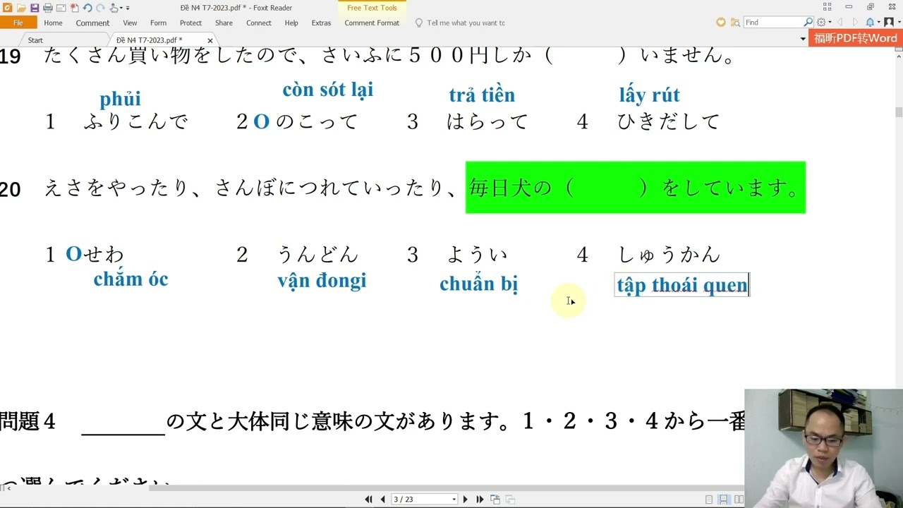 GIẢI ĐỀ THI JLPT N4 THÁNG 7 NĂM 2023