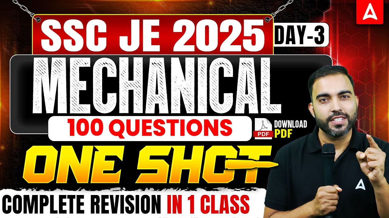 SSC JE 2025 Mechanical | 100 Questions ONE SHOT | Complete Revision Class | By RK Sir