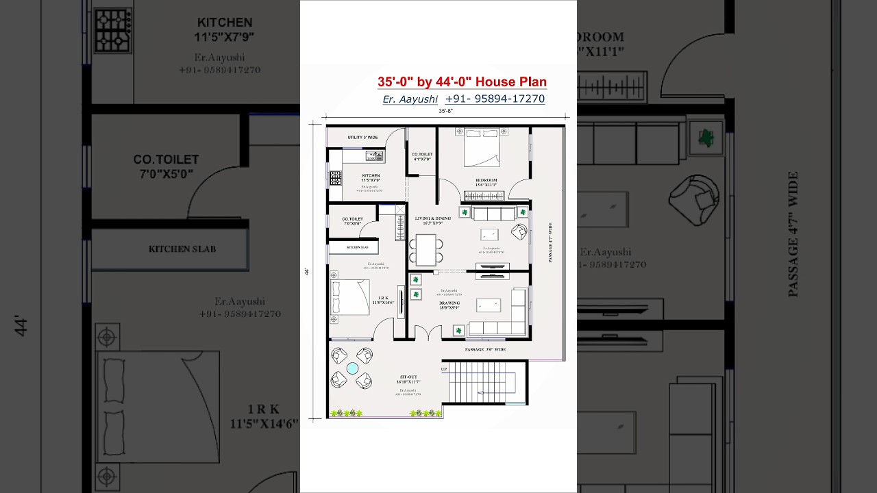 35' x 44' 1BHK + 1RK House Design | Your Dream, Our Plan! #home #houseplan #realestate #sale #naksha