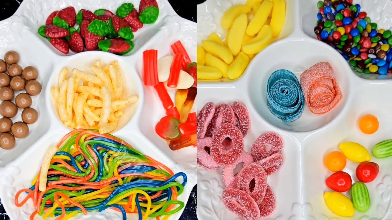 Filling platter with Sweets compilation ASMR candy and chocolate platters