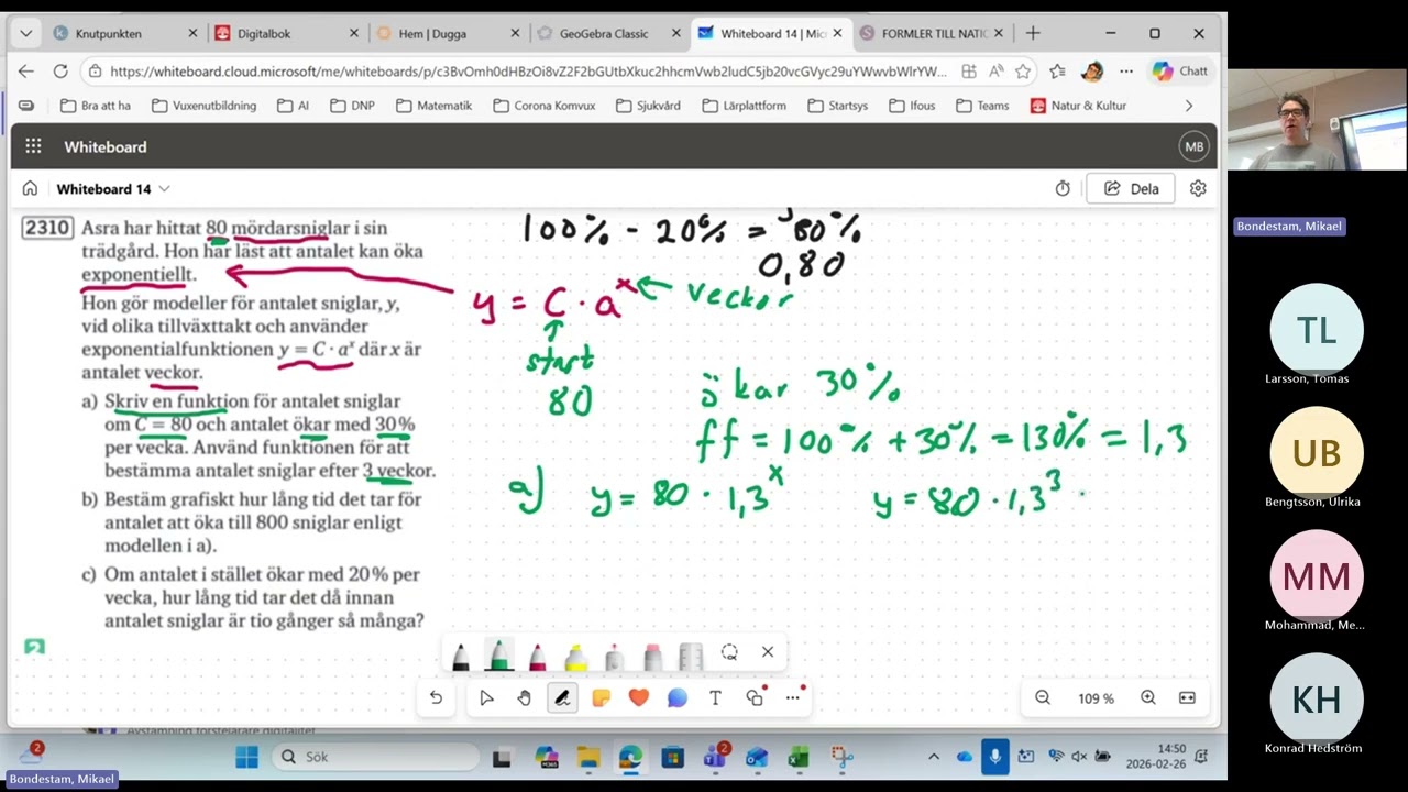 Matematik lektion 260226 Skillnaden på exponentialfunktioner och potensfunktioner