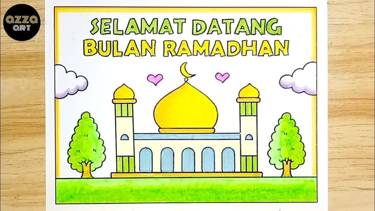 Cara Menggambar Poster Ramadhan 1447 H 💚 Menggambar Poster Ramadhan 2026 yang Mudah dan Simpel💚