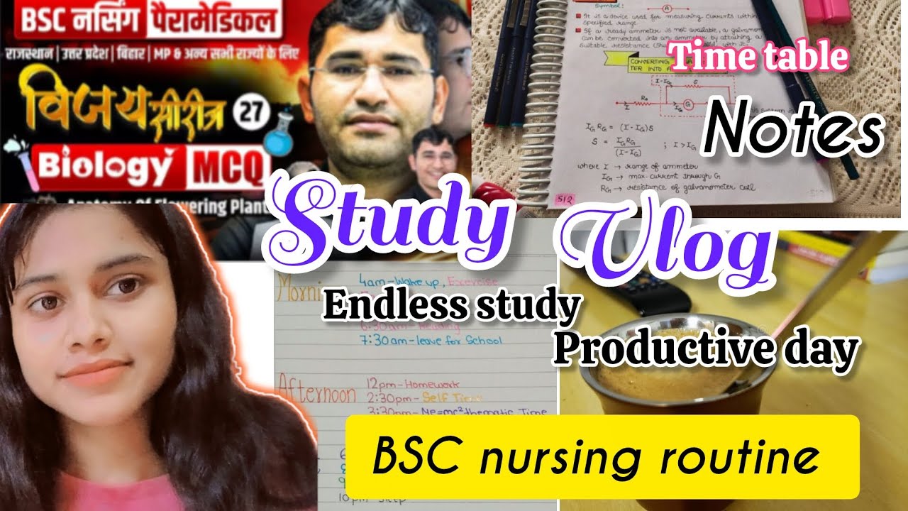 BSc Nursing Study Vlog | Time Table, Notes & Daily Routine | Productive Study Day