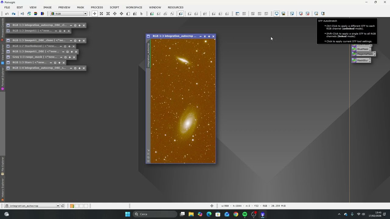 Editing M81 and M82 from the Seestar S50 in PixInsight part 1