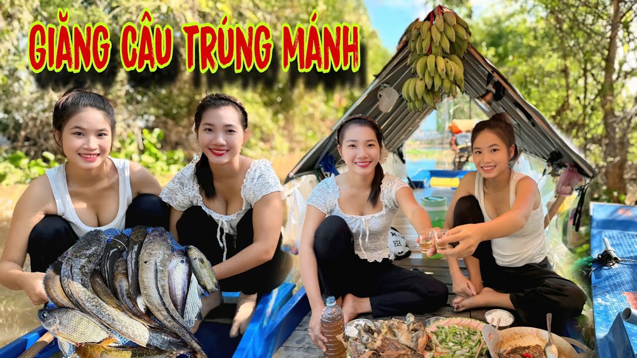 Subi Giăng Câu Trúng Mánh Trên Đồng Nước Nổi- cuộc sống SĂN BẮT và MƯU SINH trên ghe | Lộc Cá Lăng 