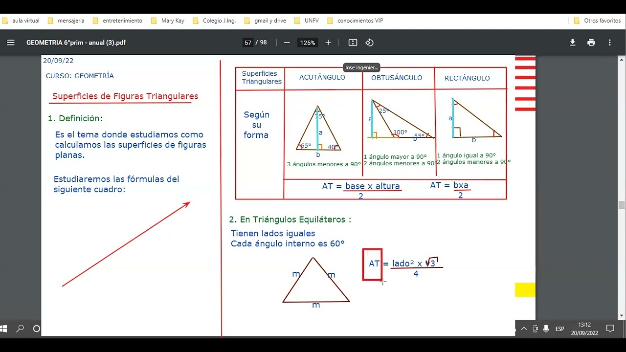 SEM27/6p/GEO Tema : Superficies de figuras triangulares