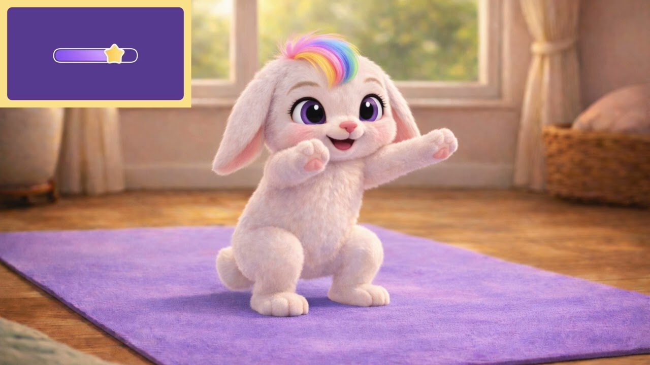 Rainbow Bunny Yoga 🌈 | Relaxing, Cozy Bunny Yoga
