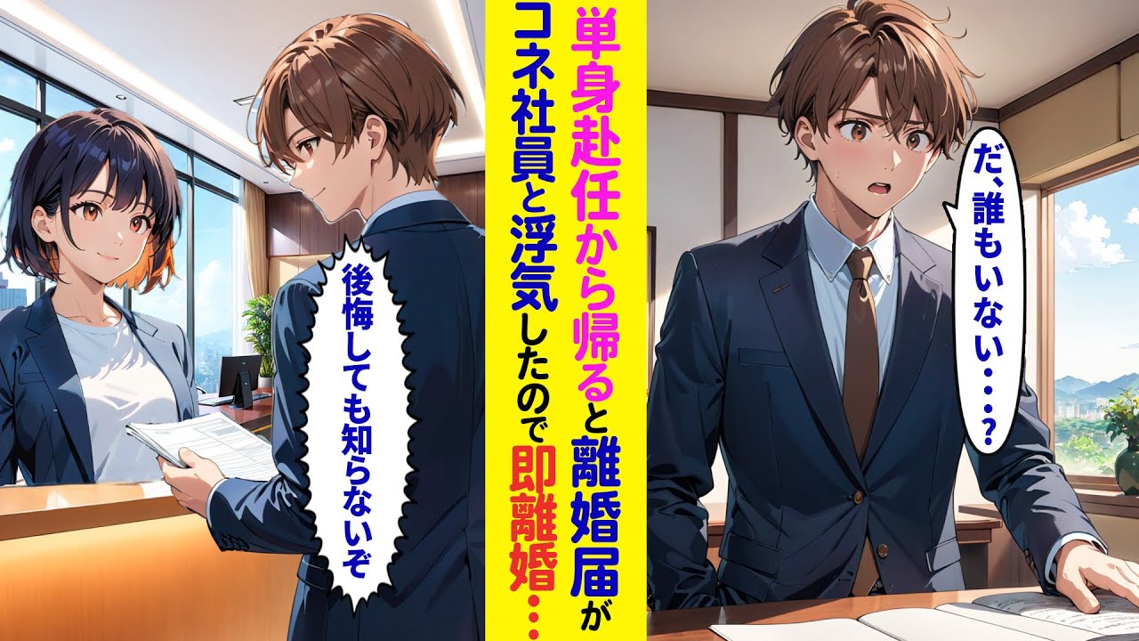 【漫画】単身赴任から戻ると社内結婚の嫁がコネ社員と浮気「独立する彼についていくの。離婚して」速攻離婚届を出した結果…【ラブコメ】