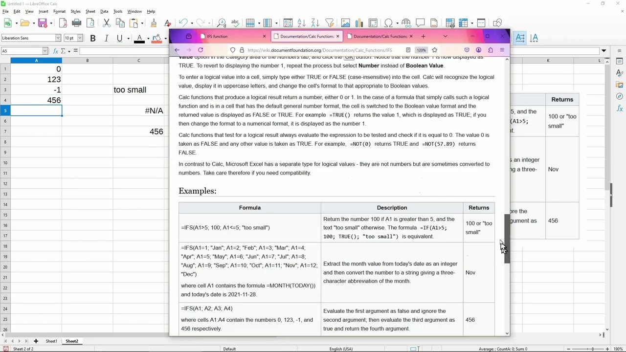 Nested IF in Libreoffice Calc (By Using the IFS function)