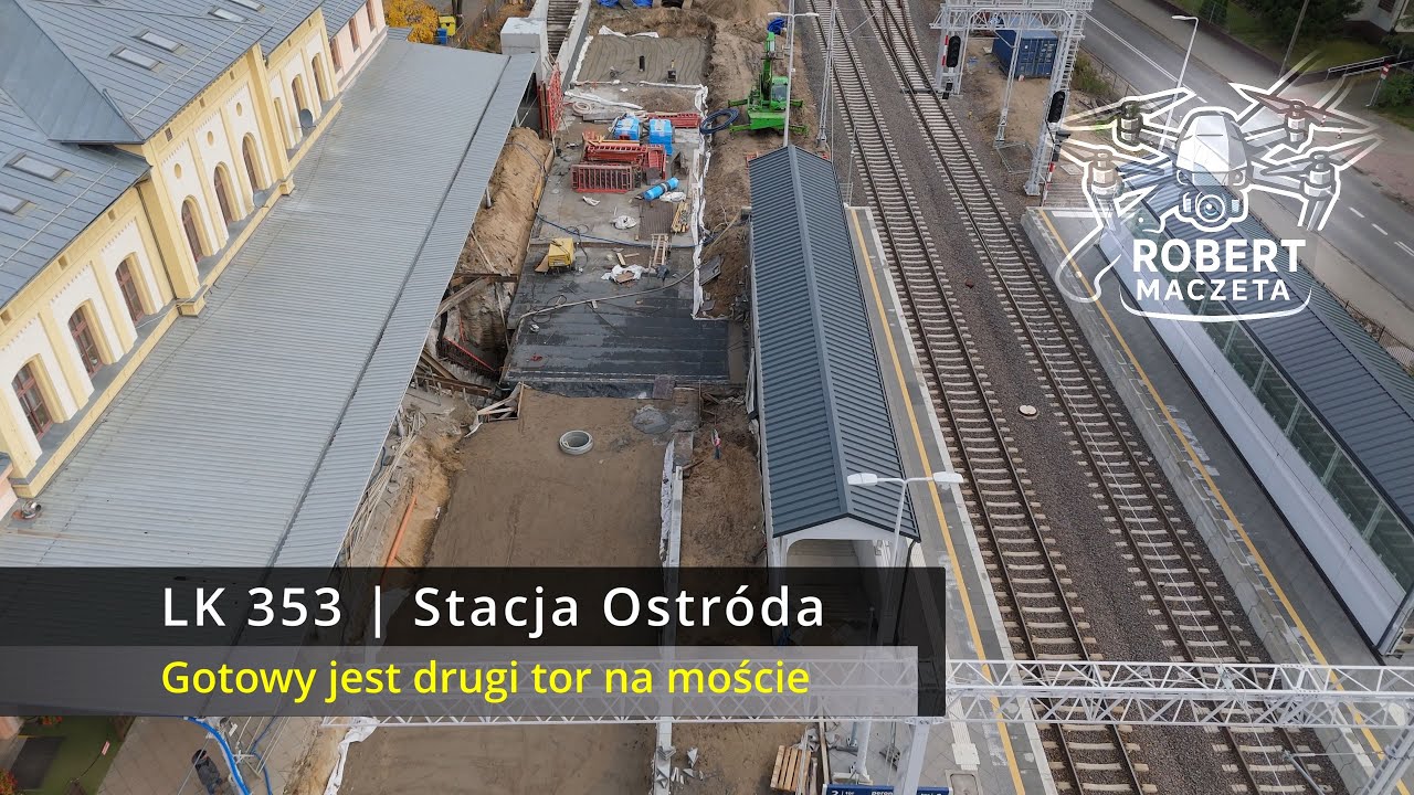 Ostróda - LK 353 Gotowy drugi tor na moście nad Drwęcą | 20.10.2025 | Widok z drona 4K