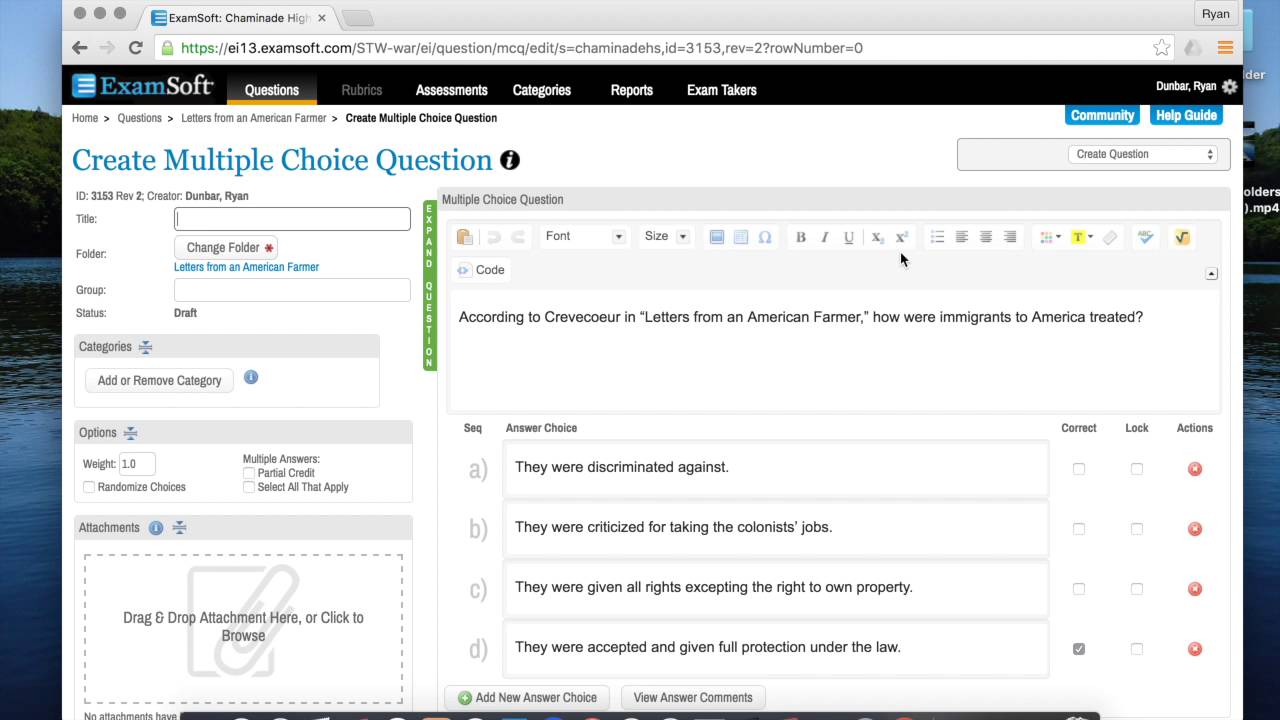 Creating Multiple Choice Questions in ExamSoft