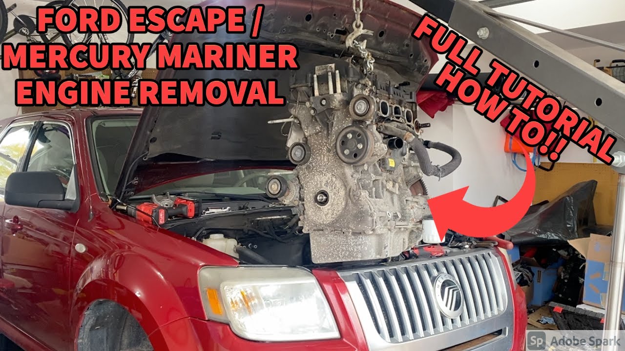 Как снять двигатель Ford Escape / Mercury Mariner — 2,5 литра — Низкая компрессия — Через верхнюю...
